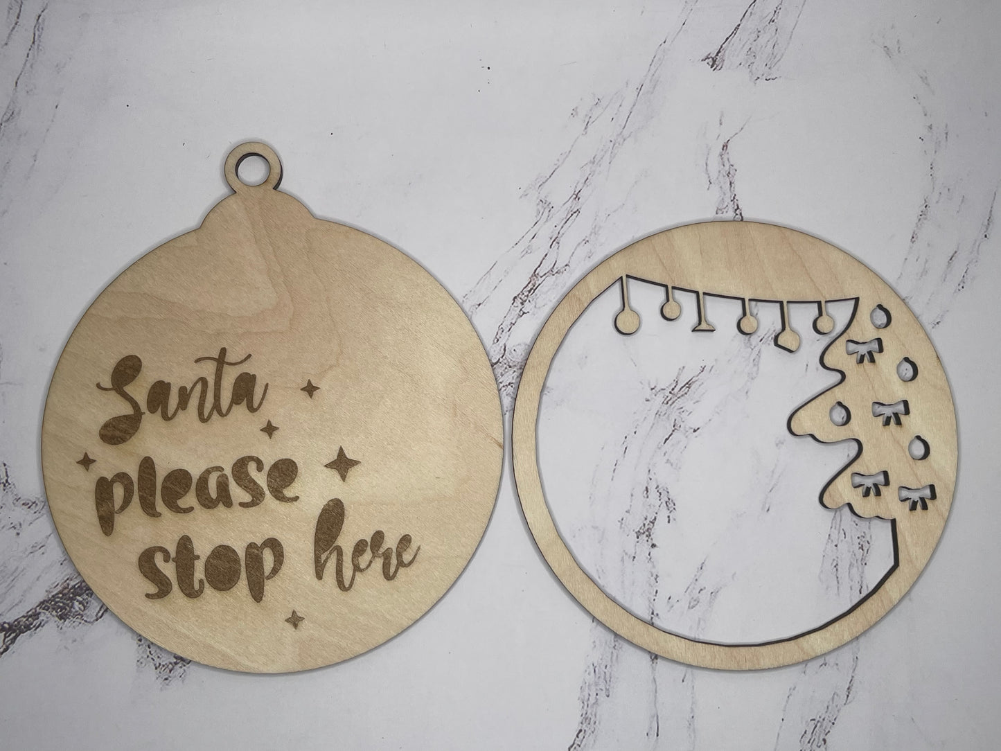 Santa please stop here- Holiday Ornament