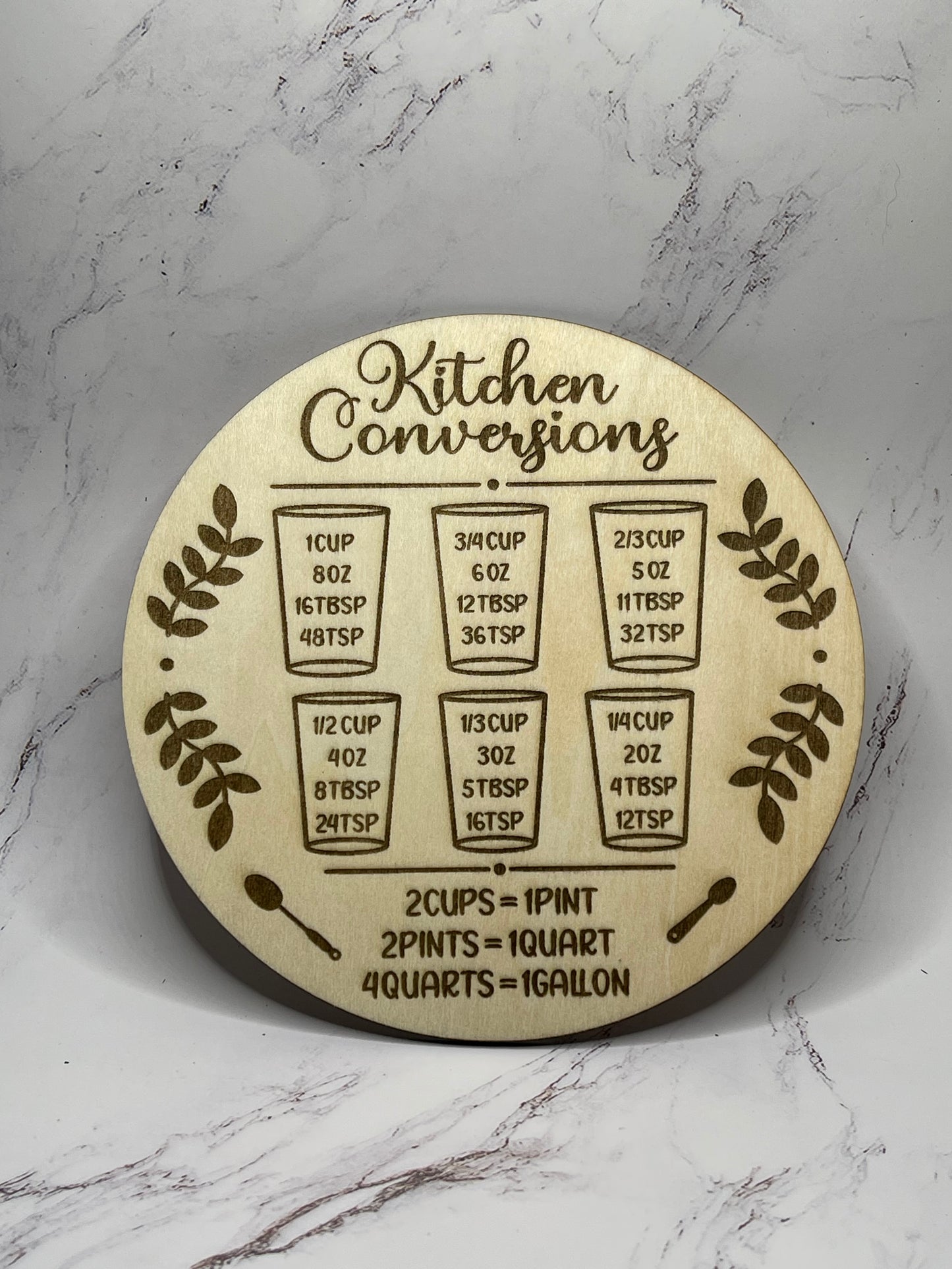 Kitchen Conversion Plaque - Spoons, Ferns & Glass