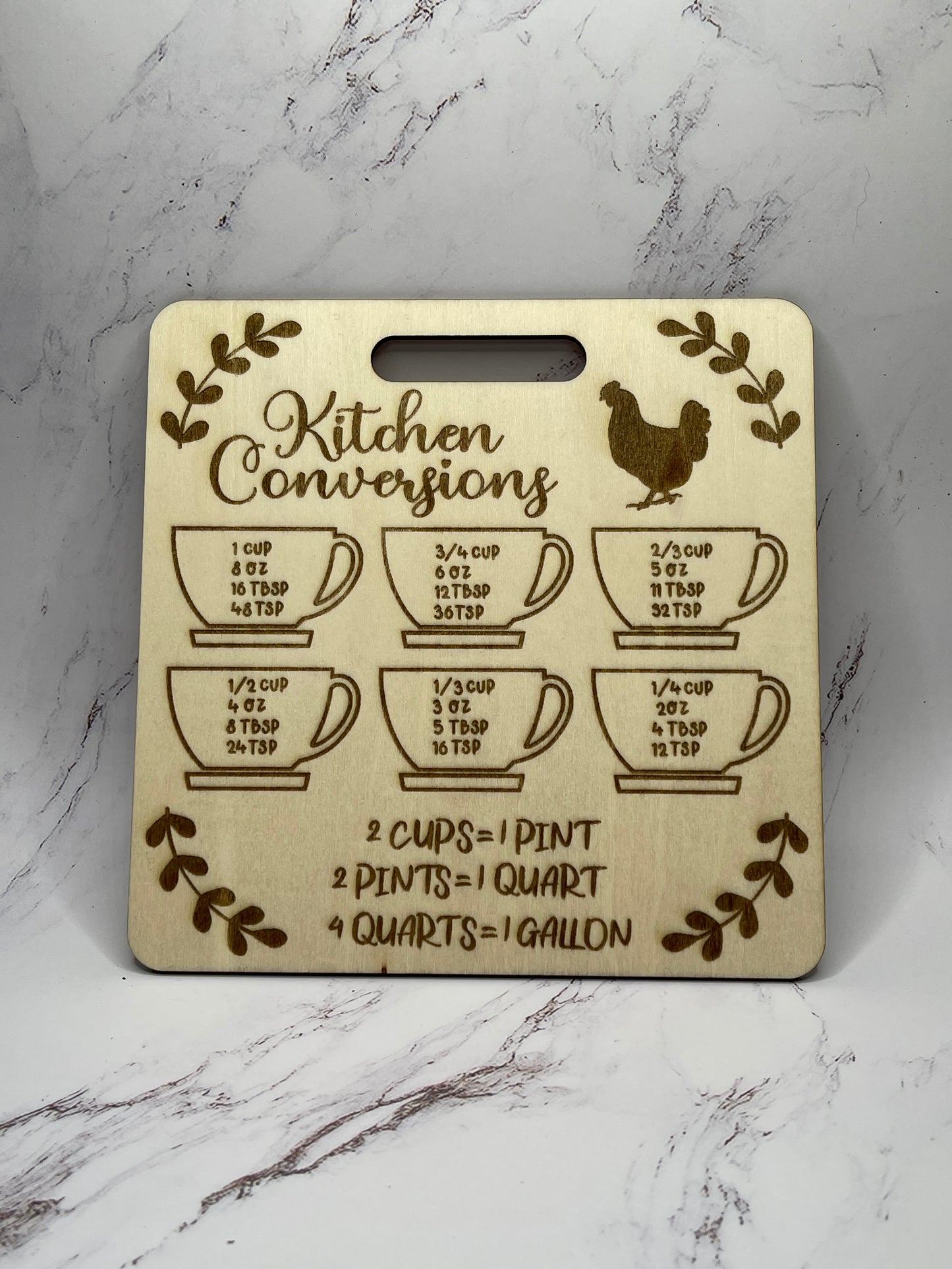 Kitchen Conversion Plaque - Ferns, Chickens, Cups