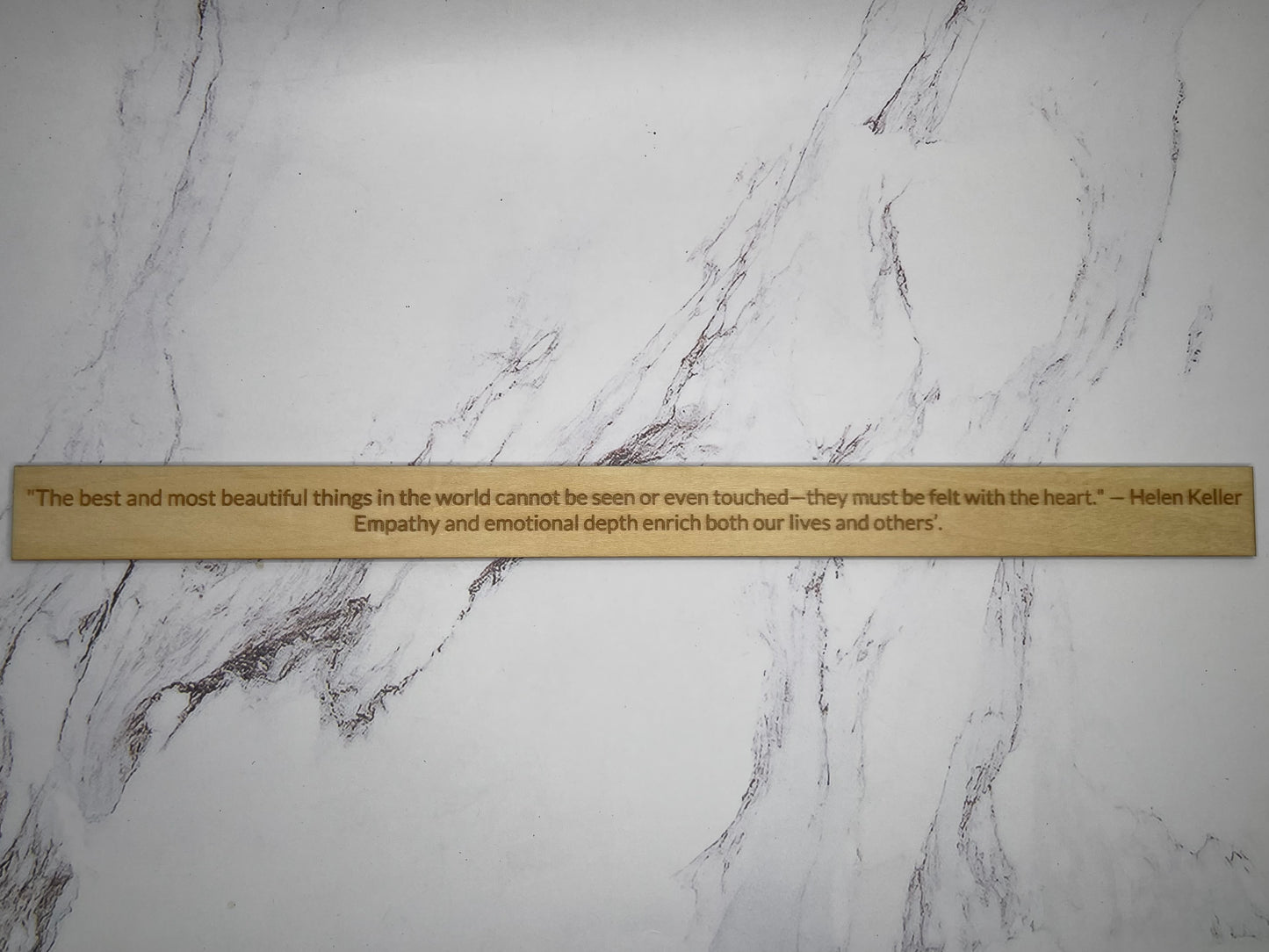 Hellen Keller: "The best and most beautiful things in the world cannot be seen or even touched - they must be felt with the heart." - Inspirational Basswood Plaque by GOACTO