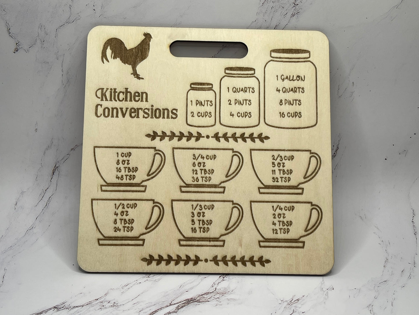 Kitchen Conversion Plaque - Cups, Chickens & Jars