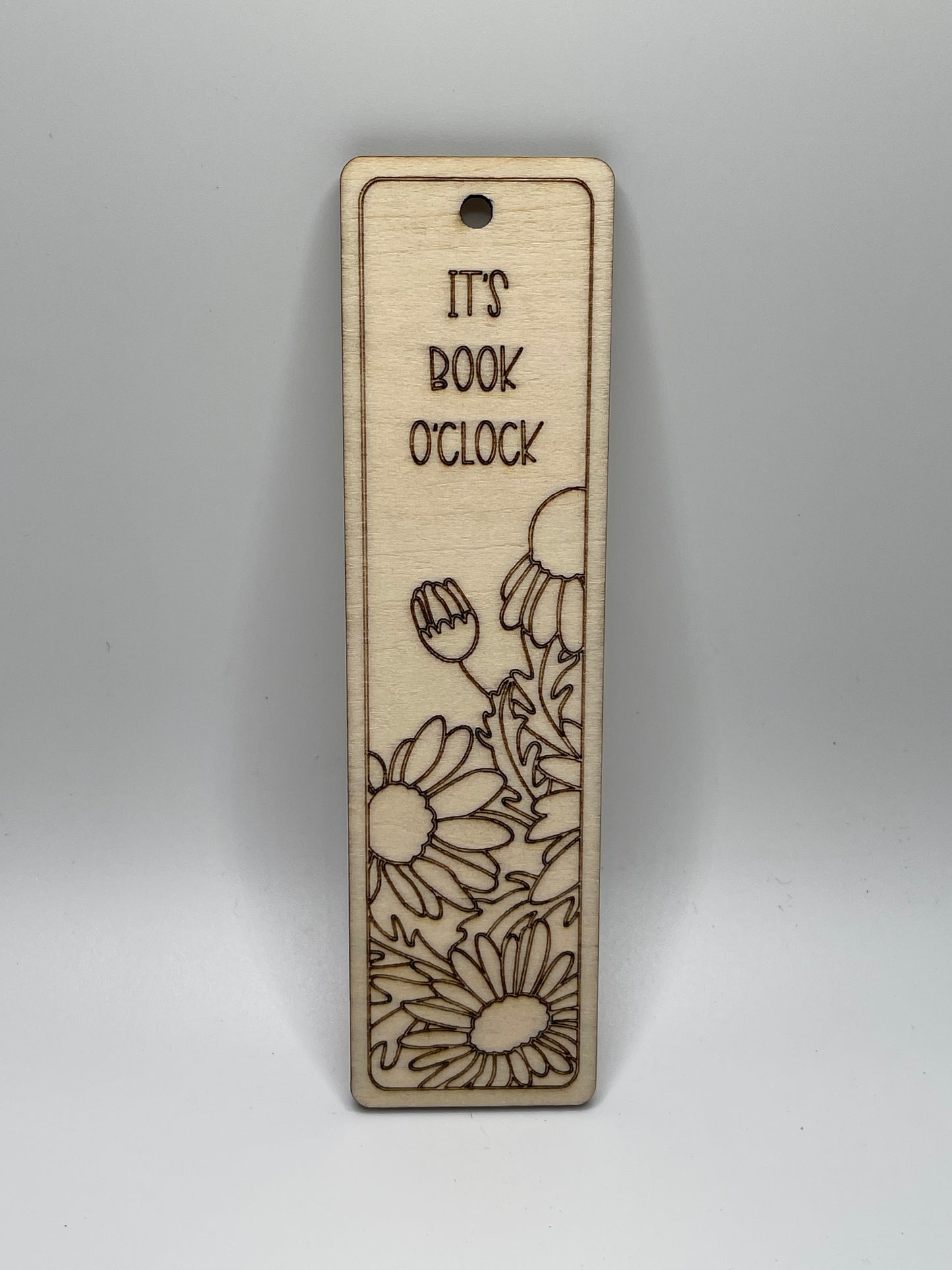 Laser Engraved Bookmark: "It's Book O'Clock"