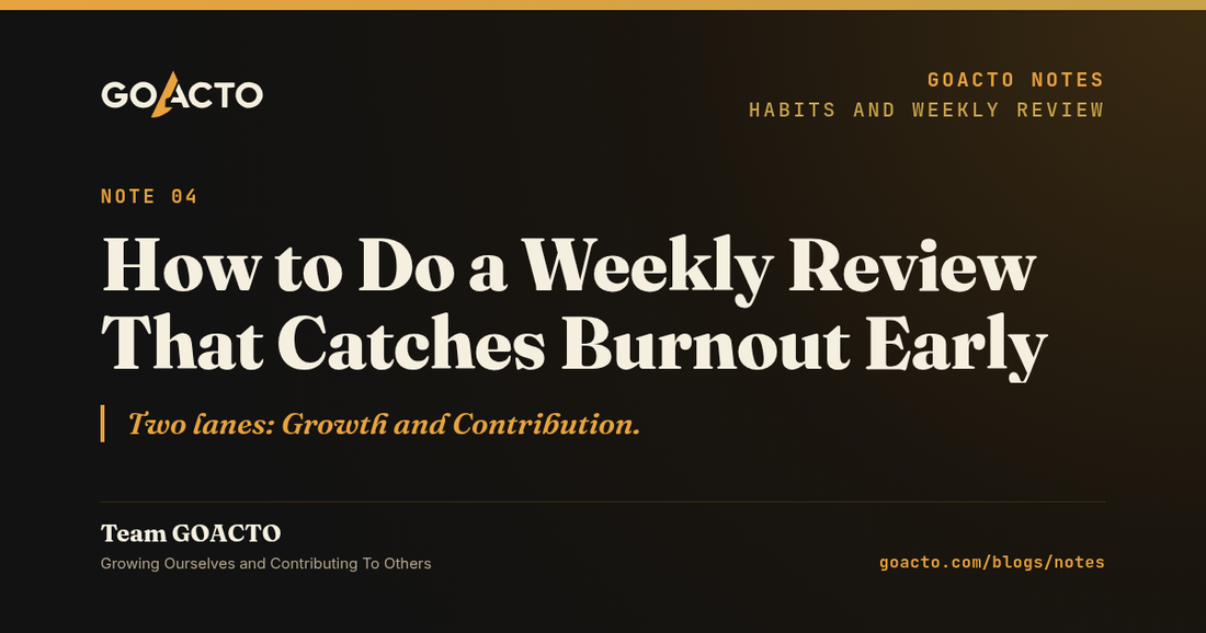 How to Do a Weekly Review That Catches Burnout Early. GOACTO Notes, Team GOACTO.