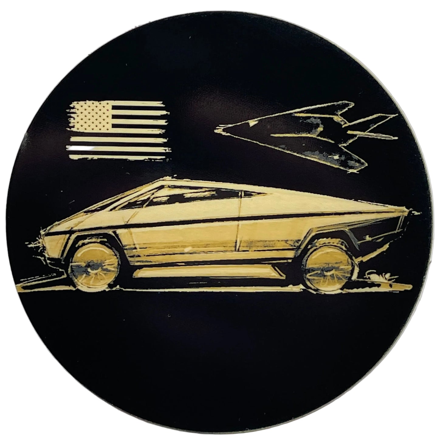 Cybertruck Coaster - Gold on Black Acrylic