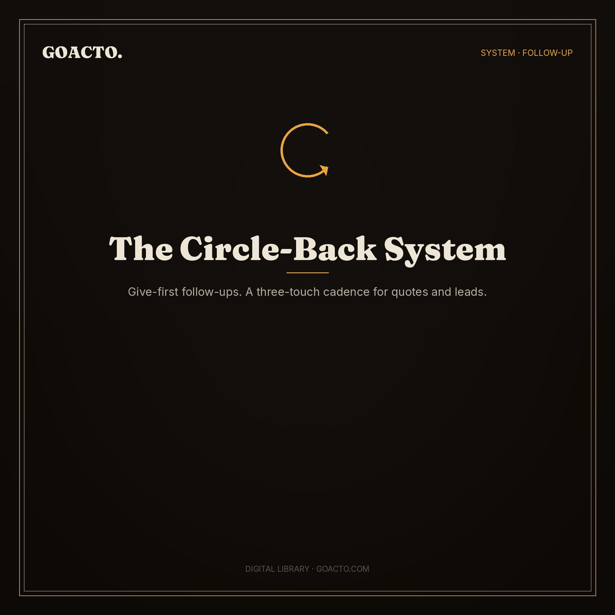 The Circle-Back System cover — GOACTO Digital Library PDF