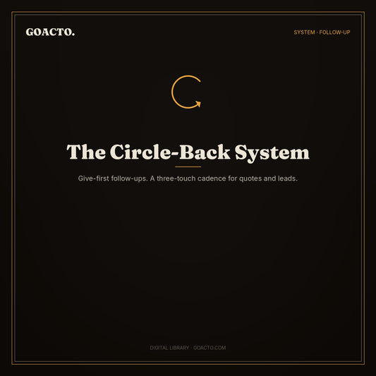 The Circle-Back System cover — GOACTO Digital Library PDF