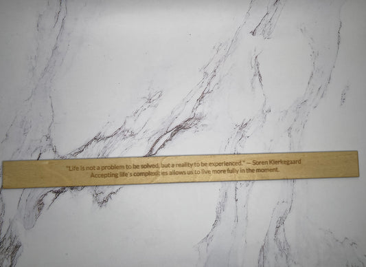 Soren Kierkegaard: "Life is not a problem to be solved, but a reality to be experienced." - Inspirational Basswood Plaque by GOACTO