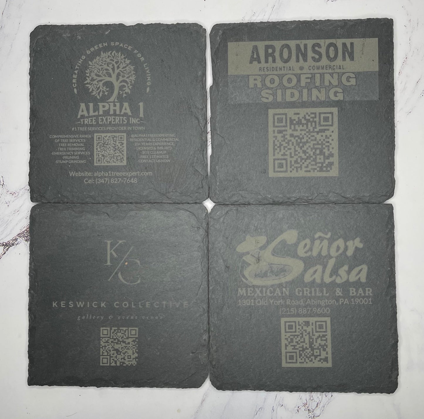 Custom QR Stone Business Coasters