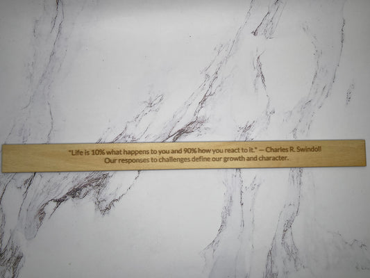 Charles R. Swindoll: "Life is 10% what happens to you and 90% how you react to it." - Inspirational Basswood Plaque by GOACTO
