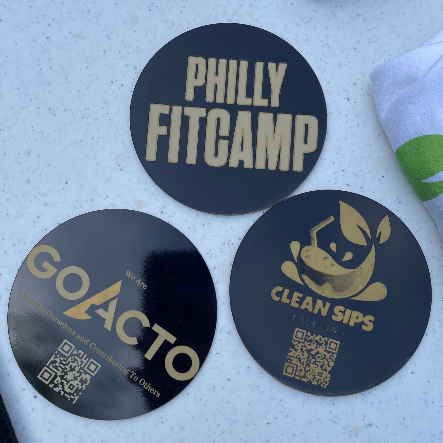 Custom Business Coasters - Gold on Black Acrylic