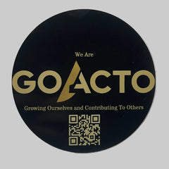 Gold-on-black QR coaster