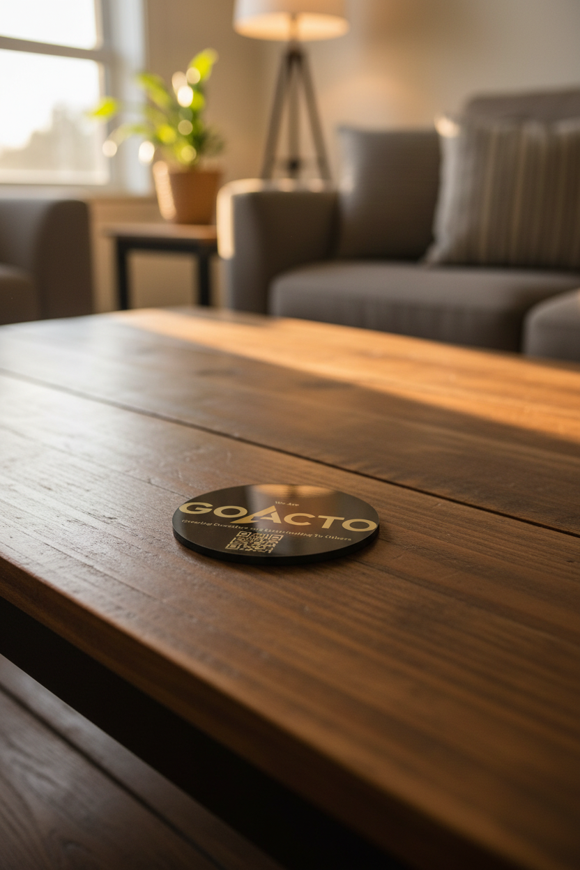 Custom Business Coasters - Gold on Black Acrylic