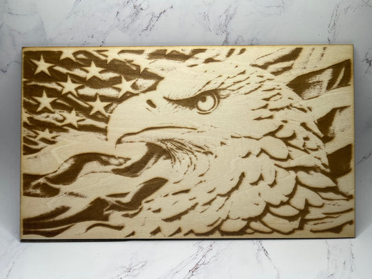 Patriotic Eagle - Laser Engraved Plaque