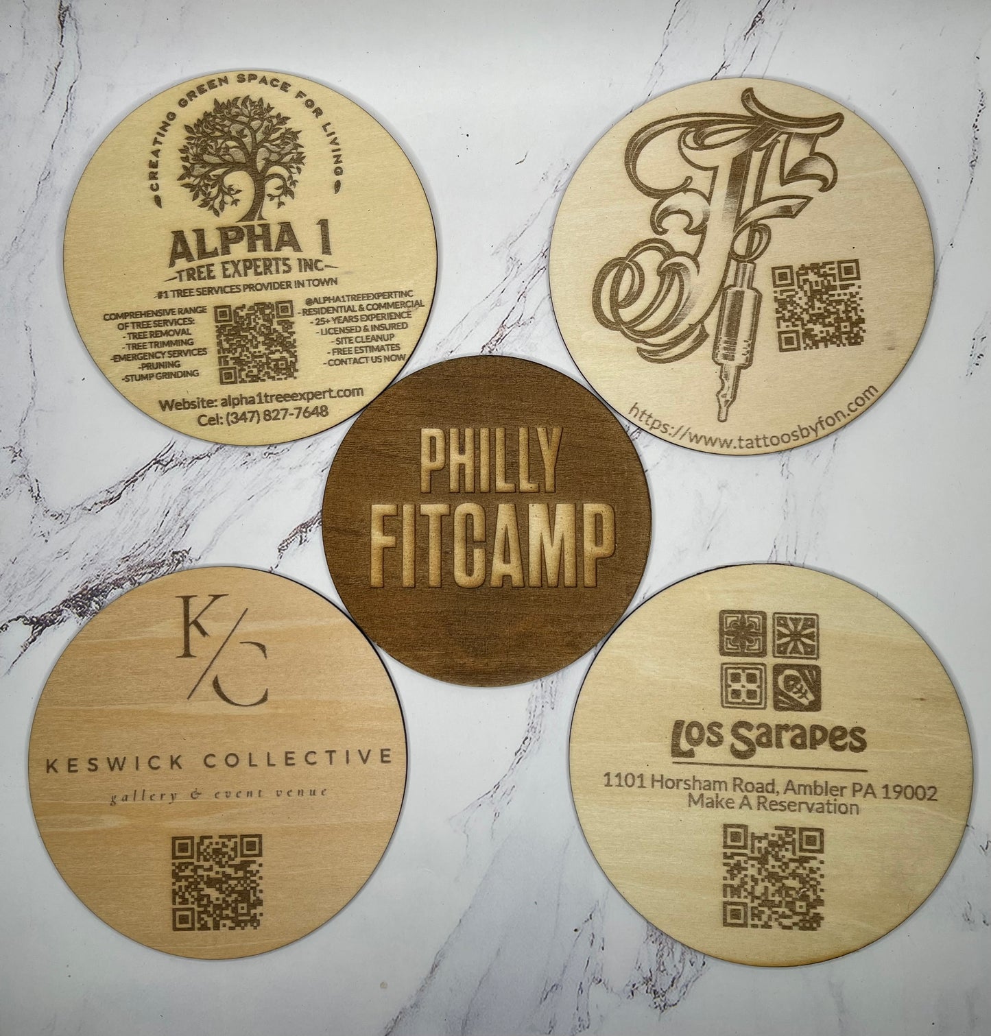 Custom QR Basswood Business Coasters