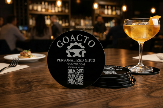 Acrylic Business Coasters (Gray on Black)