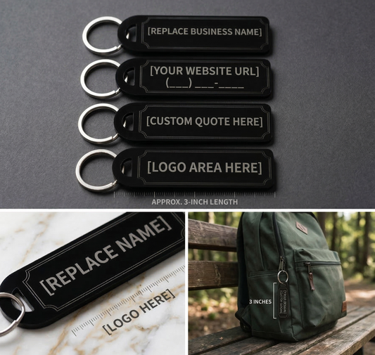 Custom Business Keychain Ornaments - Gray on Black Acrylic