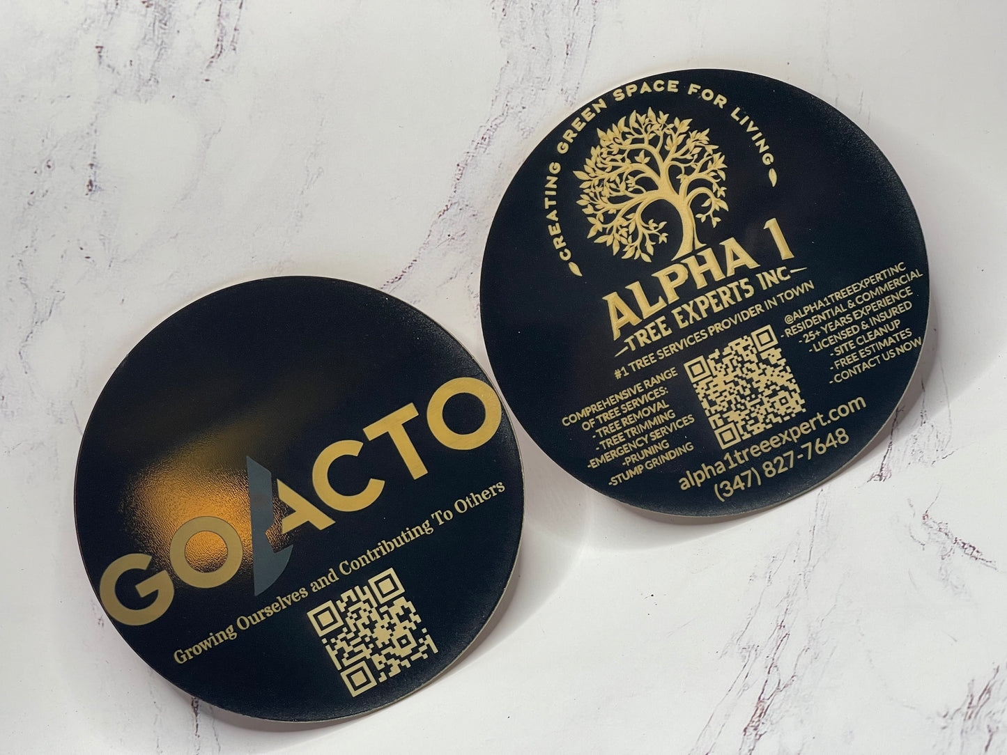 Custom Business Coasters - Gold on Black Acrylic