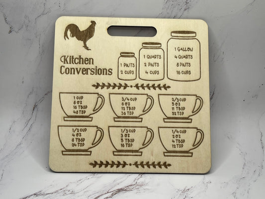 Kitchen Conversion Plaque - Cups, Chickens & Jars