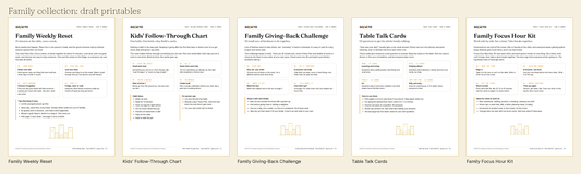 Family Starter Bundle, all five printables