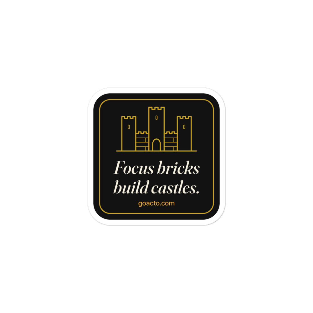 Focus Bricks Build Castles Sticker by GOACTO, kiss-cut vinyl with white border