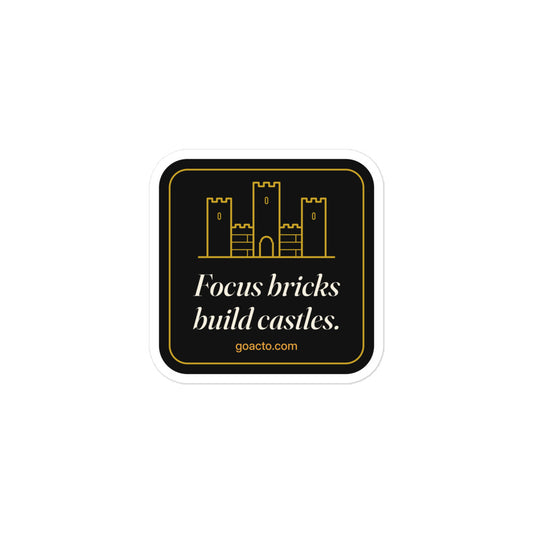 Focus Bricks Build Castles Sticker by GOACTO, kiss-cut vinyl with white border