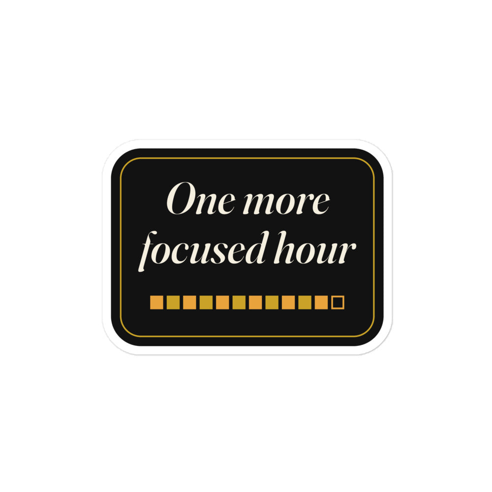 One More Focused Hour Sticker by GOACTO, kiss-cut vinyl with white border, view 2