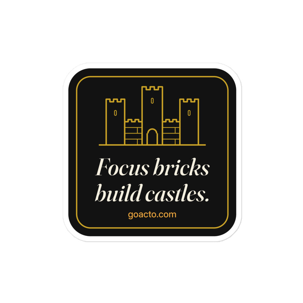 Focus Bricks Build Castles Sticker by GOACTO, kiss-cut vinyl with white border, view 2