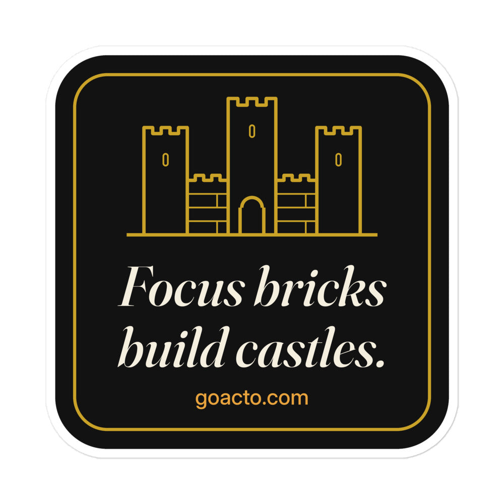 Focus Bricks Build Castles Sticker by GOACTO, kiss-cut vinyl with white border, view 3