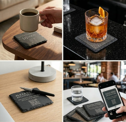 Slate Business Coasters (4" x 4")