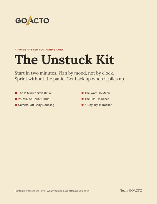 Cover page of The Unstuck Kit printable PDF