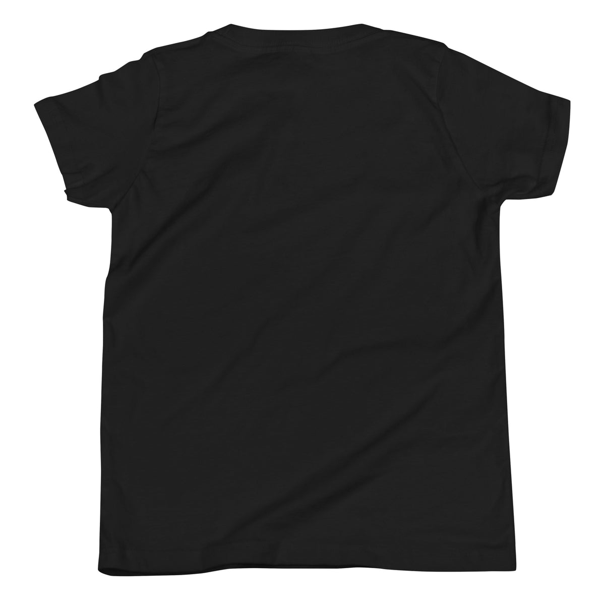 Code Youth Tee, black, back view, plain black back with no print